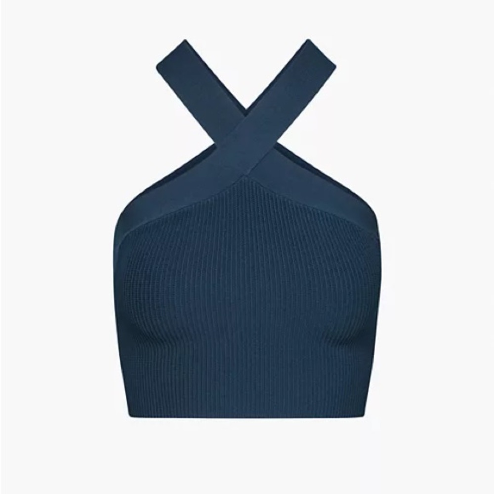 Aritzia Babaton Sculpt Knit Criss Cross Cropped tank in total eclipse, size XS